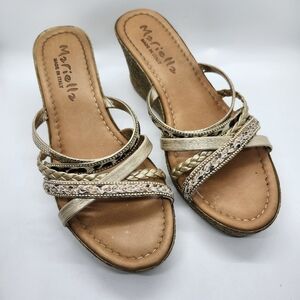 Mariella Animal Print Strappy‎ Wedge Sandal Size 6